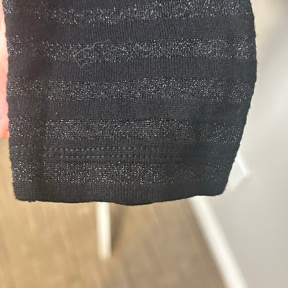 ALLSAINTS women's black silver metallic Rita stripe oversize tee size S - Picture 3 of 9